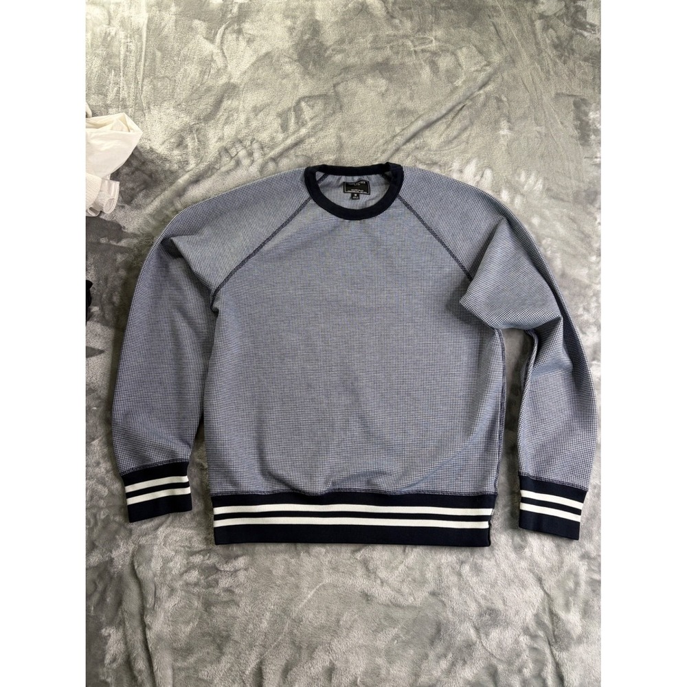 Todd Snyder Men's Sweatshirt M Blue Micro Houndstooth Pattern